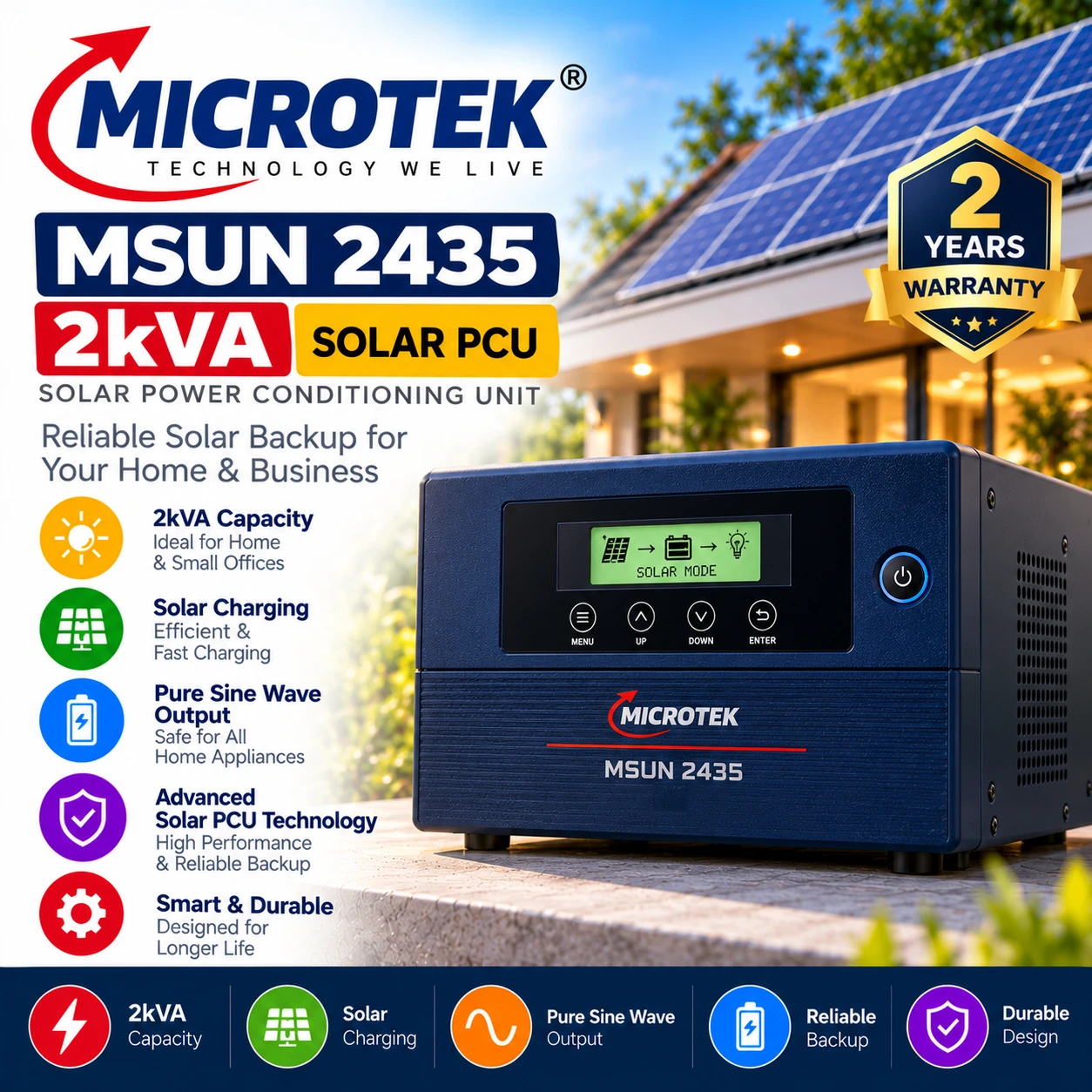 Microtek MSUN 2435 2kVA Solar PCU