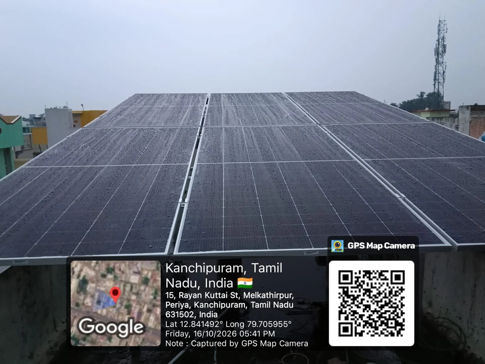 Solar installation at Melkathirpur, Kanchipuram — Residential rooftop · Tilt mount