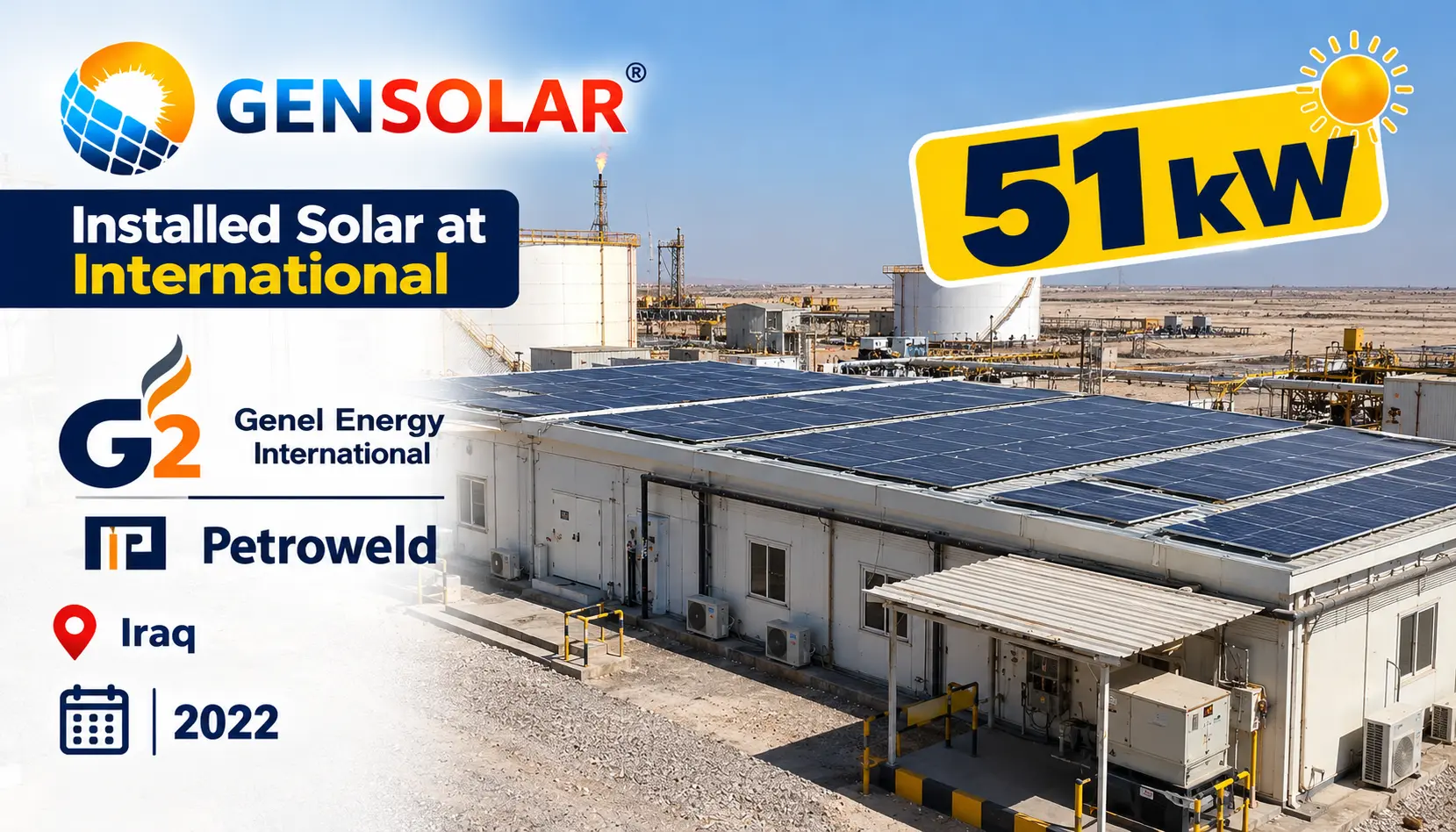 G2 Genel Energy International / Petroweld — 51 kW rooftop solar installation in Iraq
