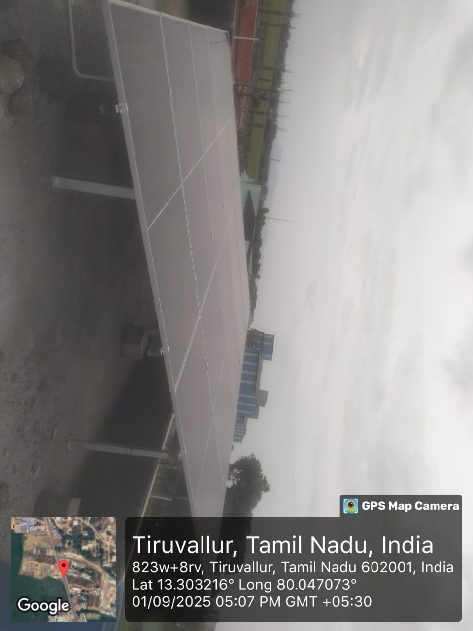 Solar installation for Chandrasekar at Tiruvallur — ground-raised rooftop array.