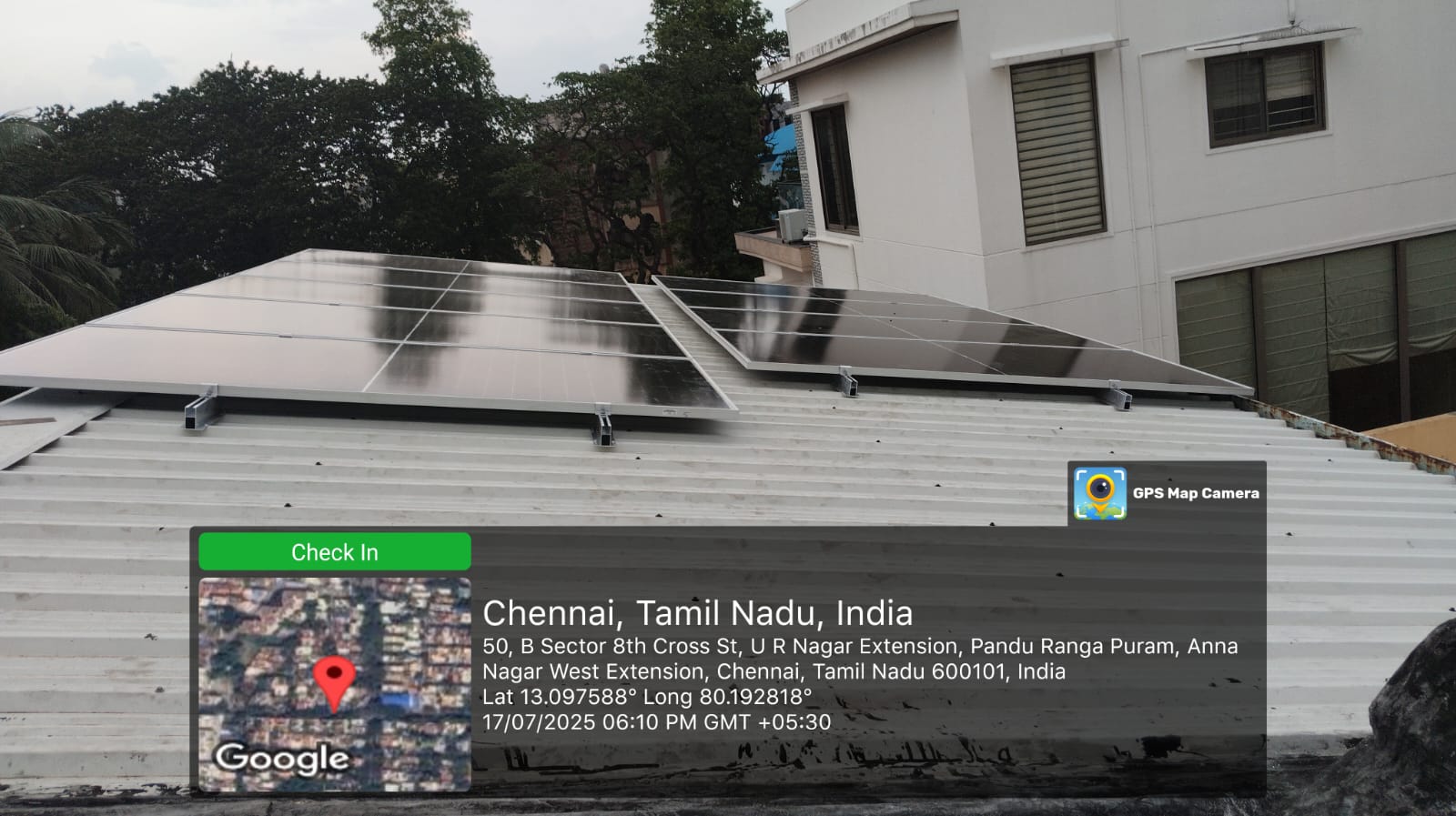 Solar installation for Vijayaragavan at Anna Nagar West Extension, Chennai.