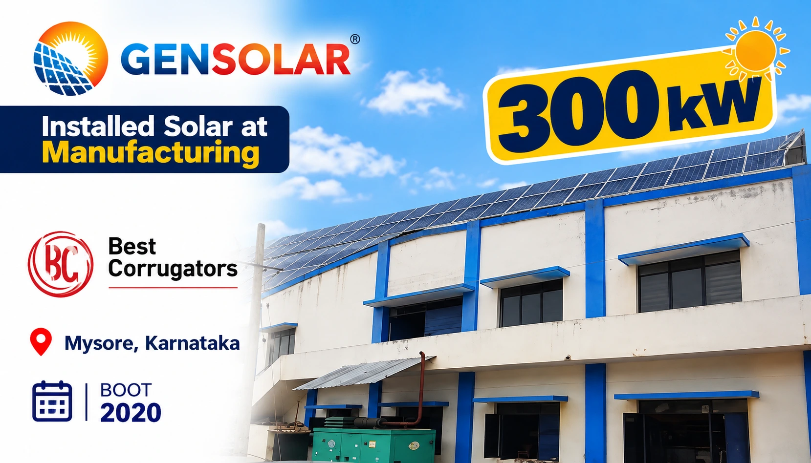 Best Corrugators — 300 kW rooftop solar installation in Mysore, Karnataka