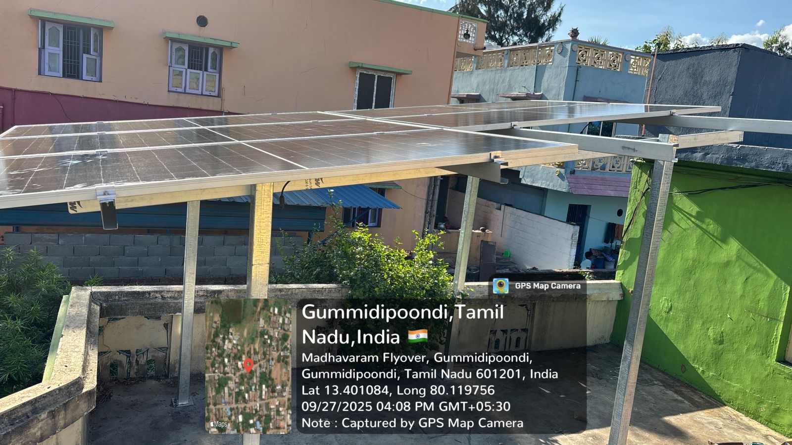 Solar installation for Pandiyan at Gummidipoondi, Tiruvallur.