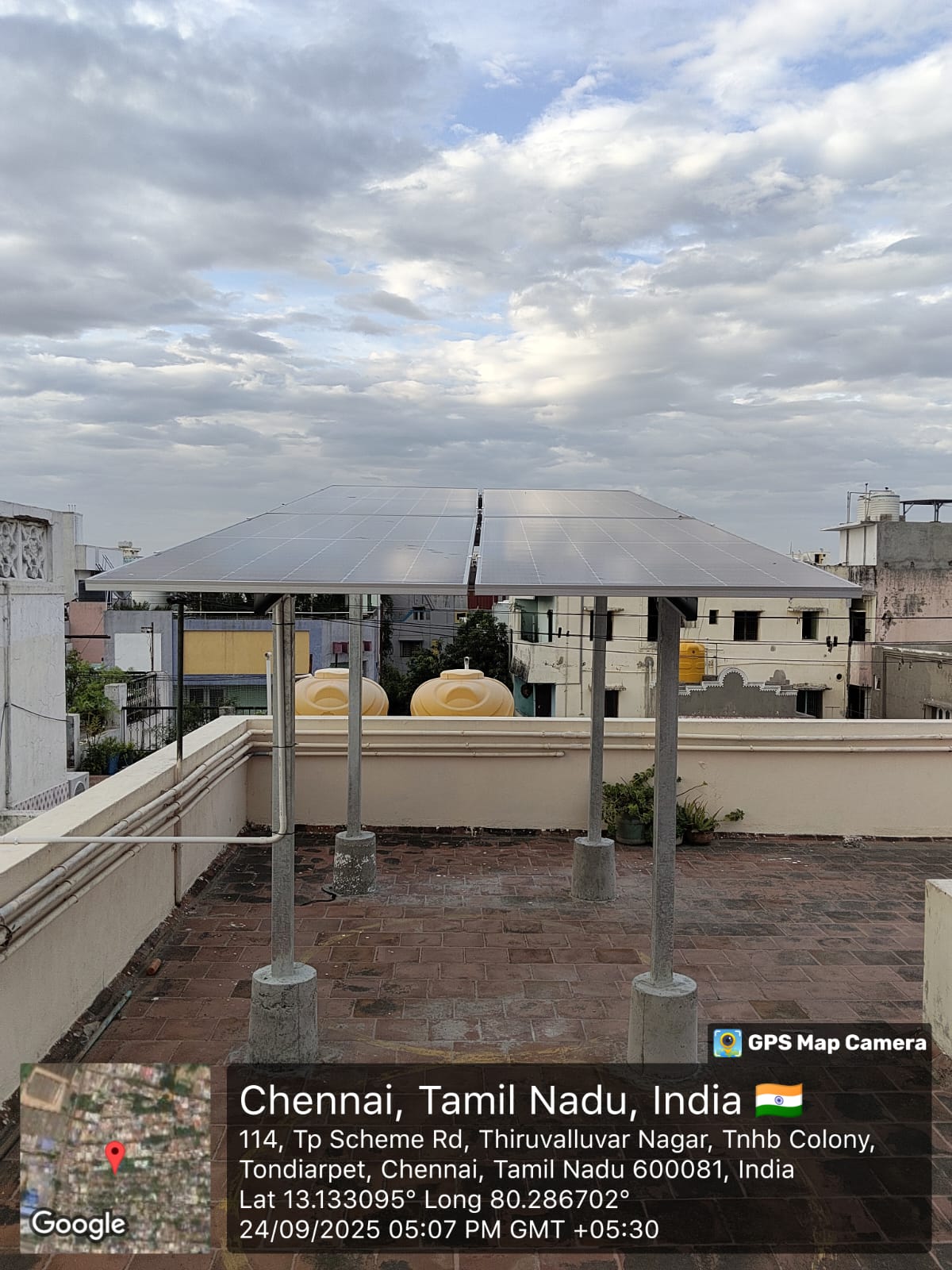 Solar installation for Sekar E at Tondiarpet, Chennai.
