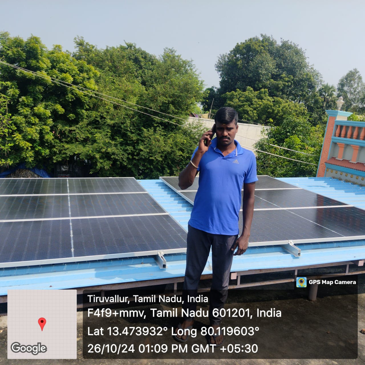 Solar panel installation at Tiruvallur, Tamil Nadu — sheet-roof mounted array by Gensolar Energy Pvt Ltd.