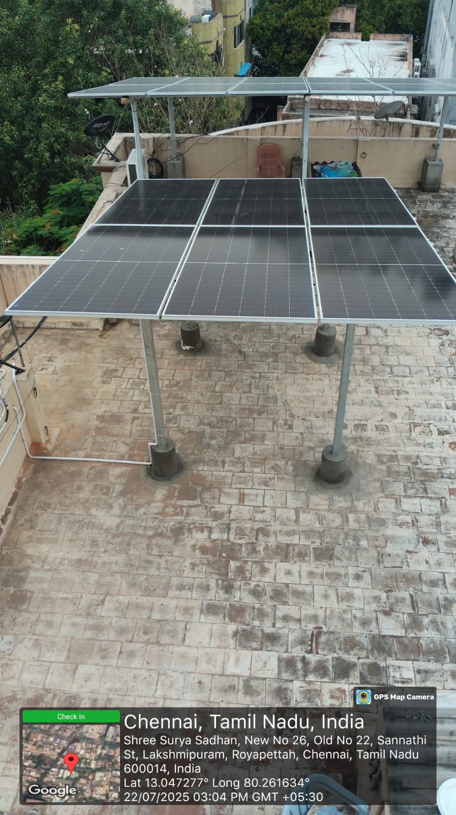 Solar installation for Suriya at Royapettah, Chennai.