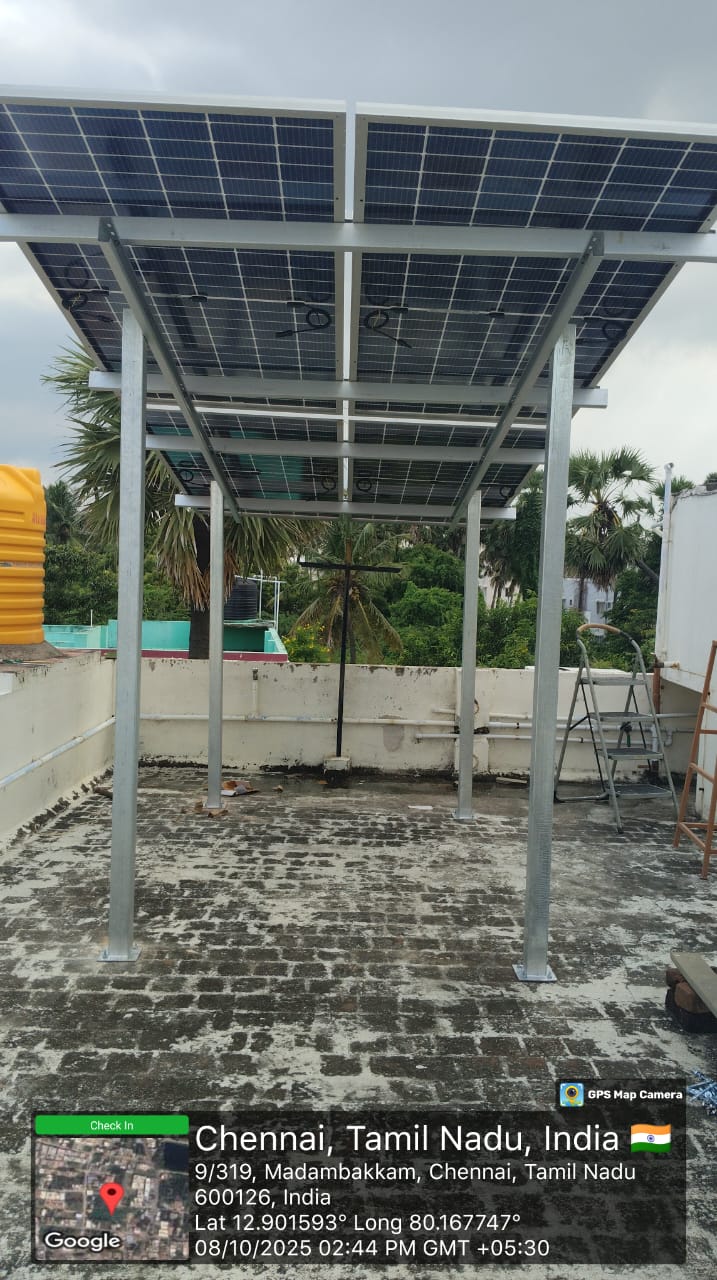 Solar installation for Velayutham at Madambakkam, Chennai.