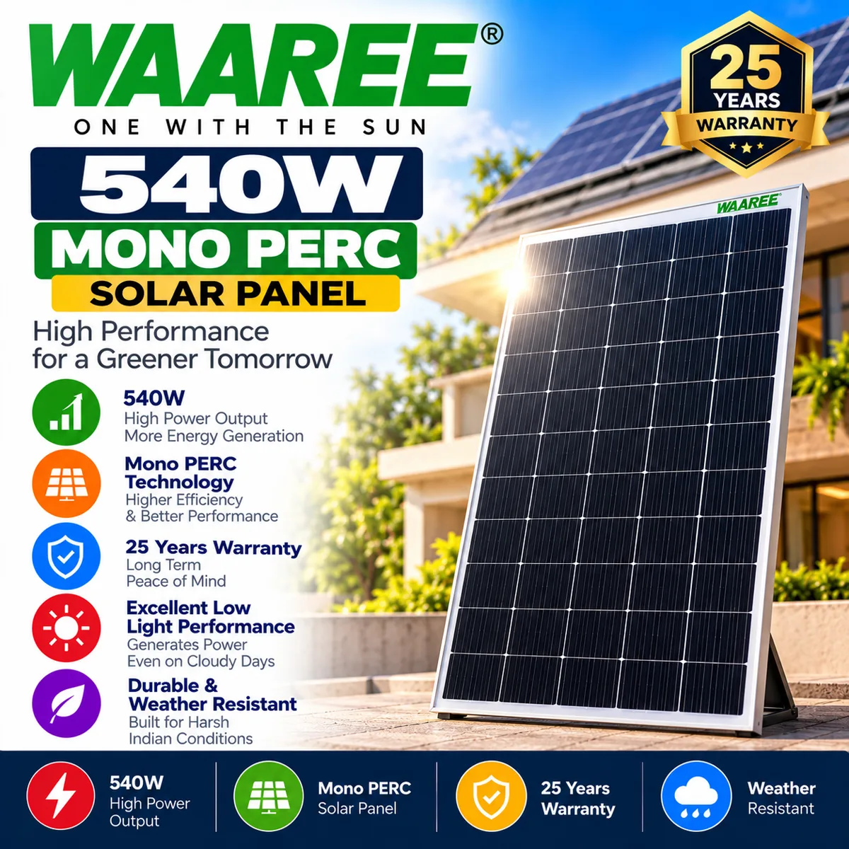 Waaree Energies 540W Mono PERC Panel