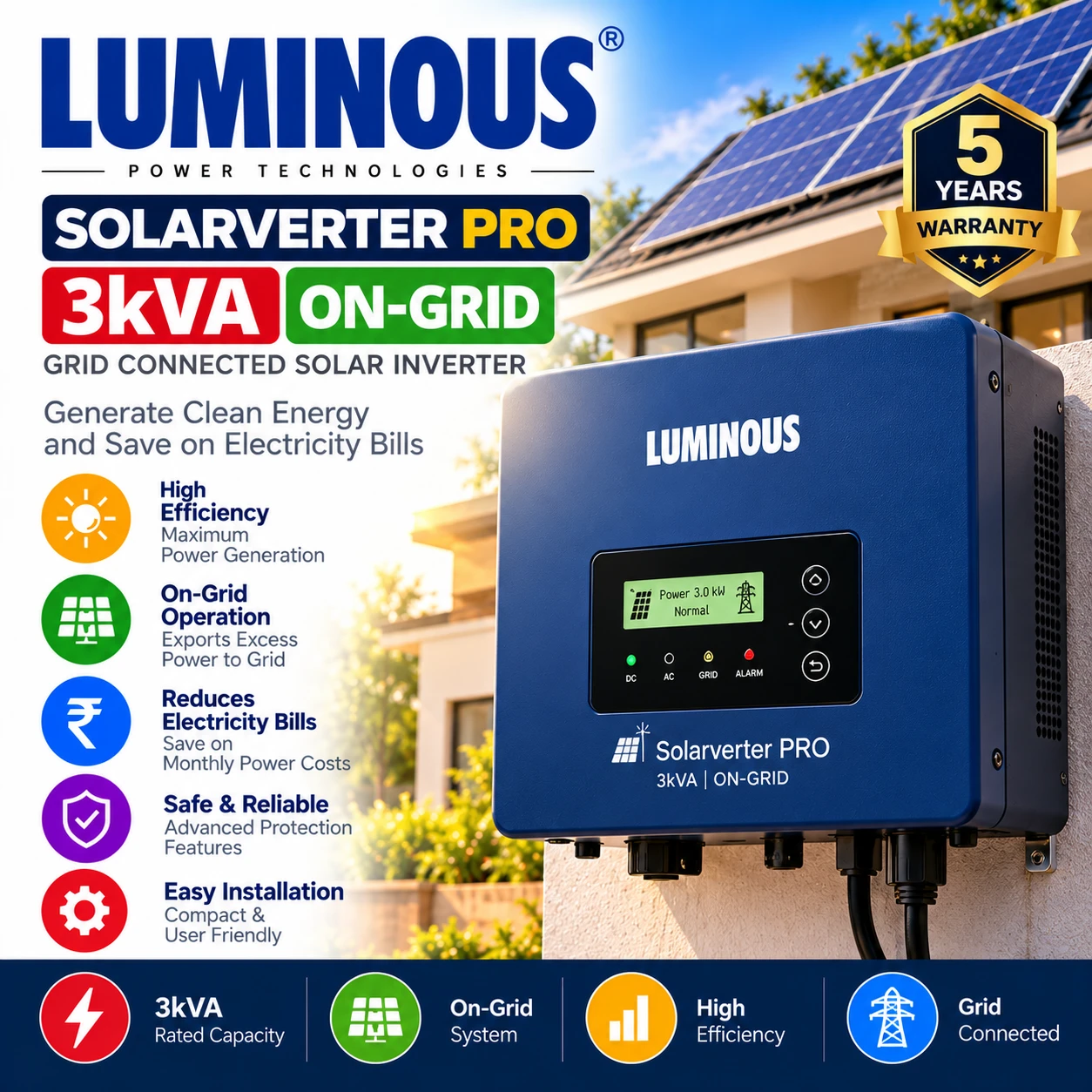 Luminous Solarverter PRO 3kVA On-Grid
