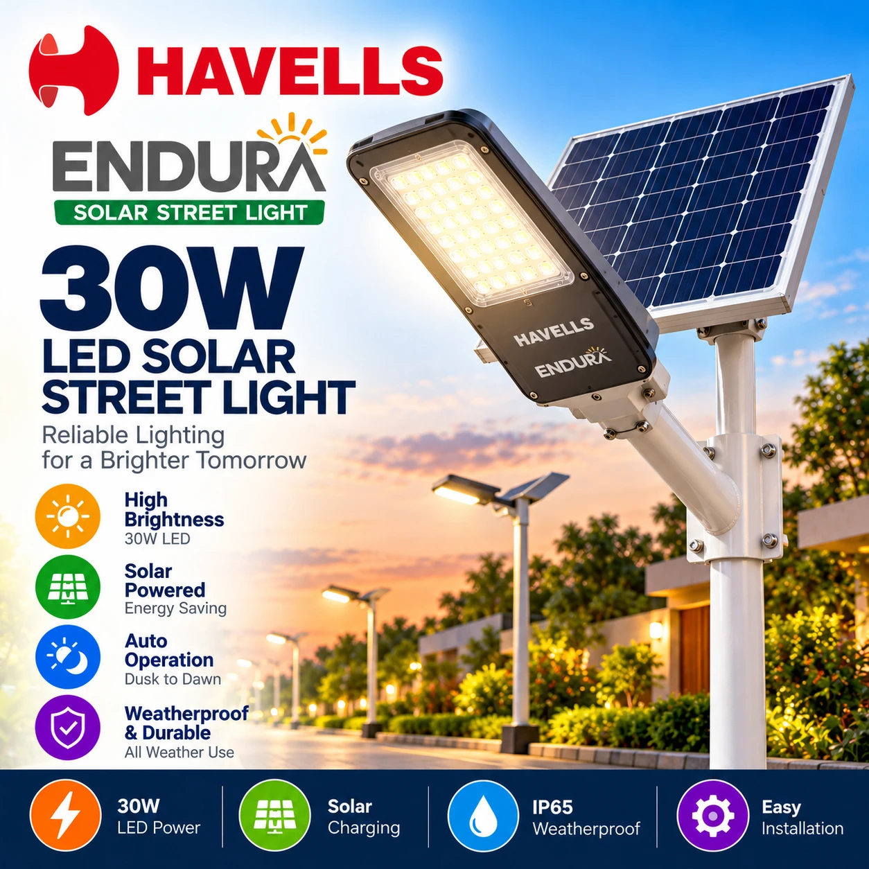 Havells Endura Solar Street Light 30W