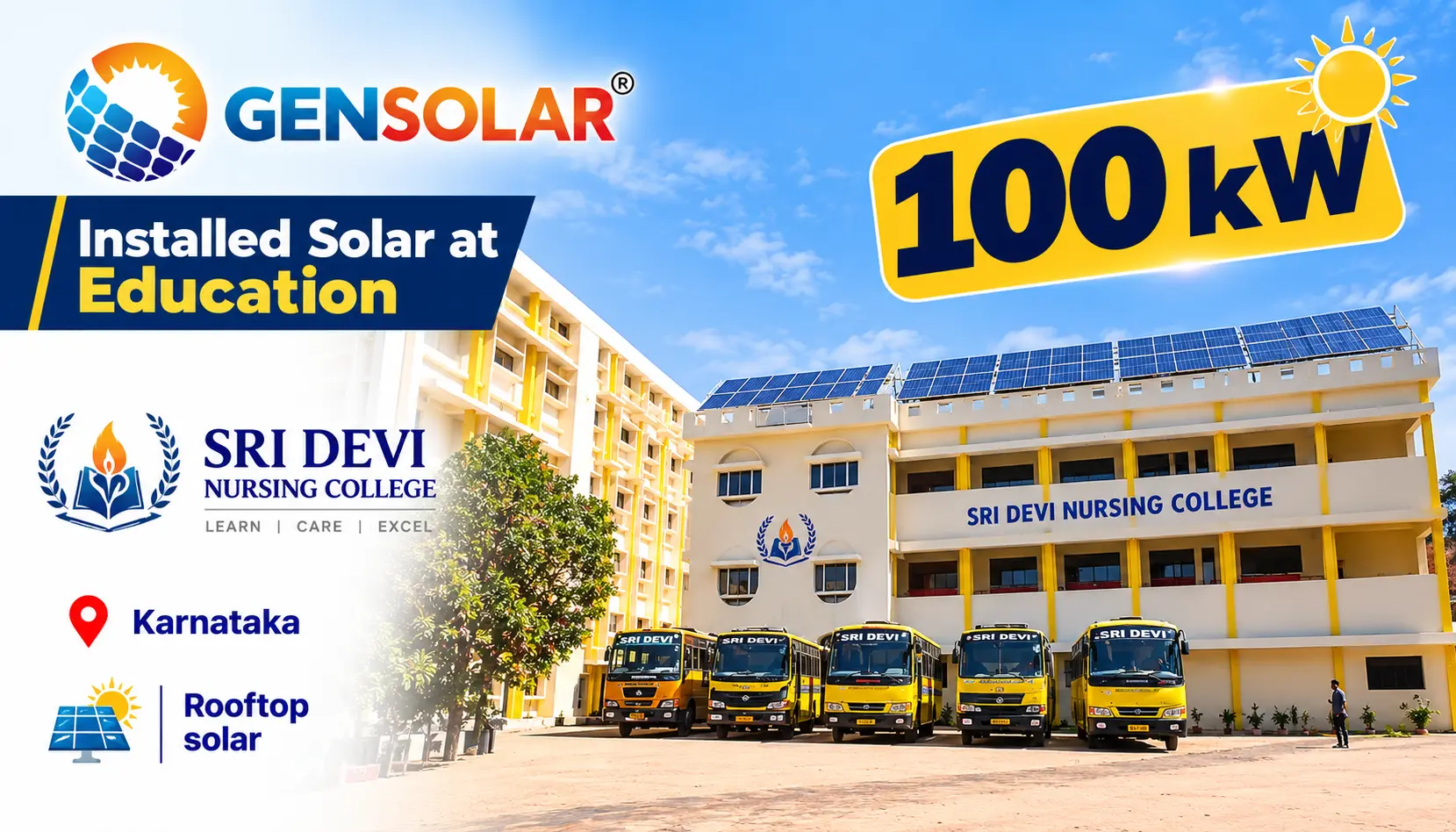 Sri Devi Nursing College — 100 kW rooftop solar installation in Karnataka
