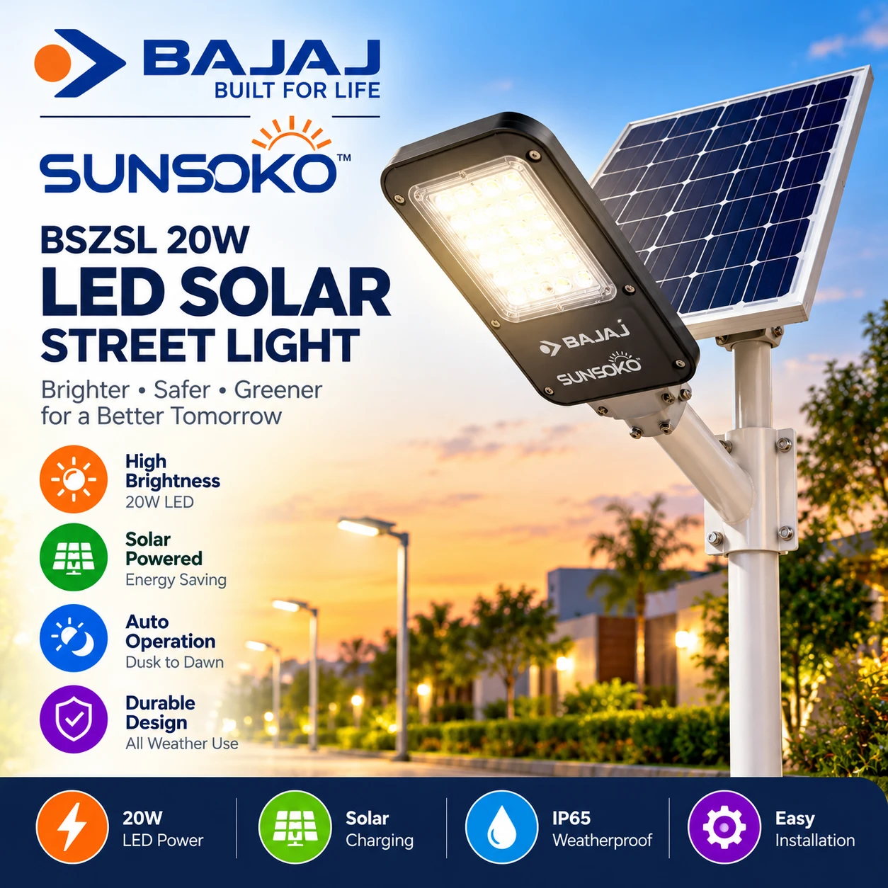 Bajaj Sunsoko BSZSL 20W LED Solar Street Light