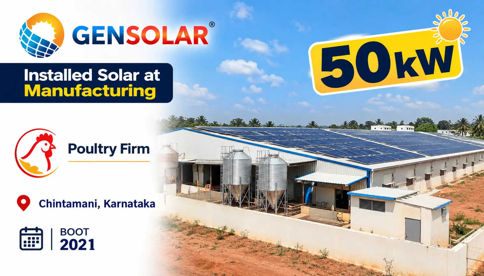 Poultry Firm — 50 kW rooftop solar installation in Chintamani, Karnataka