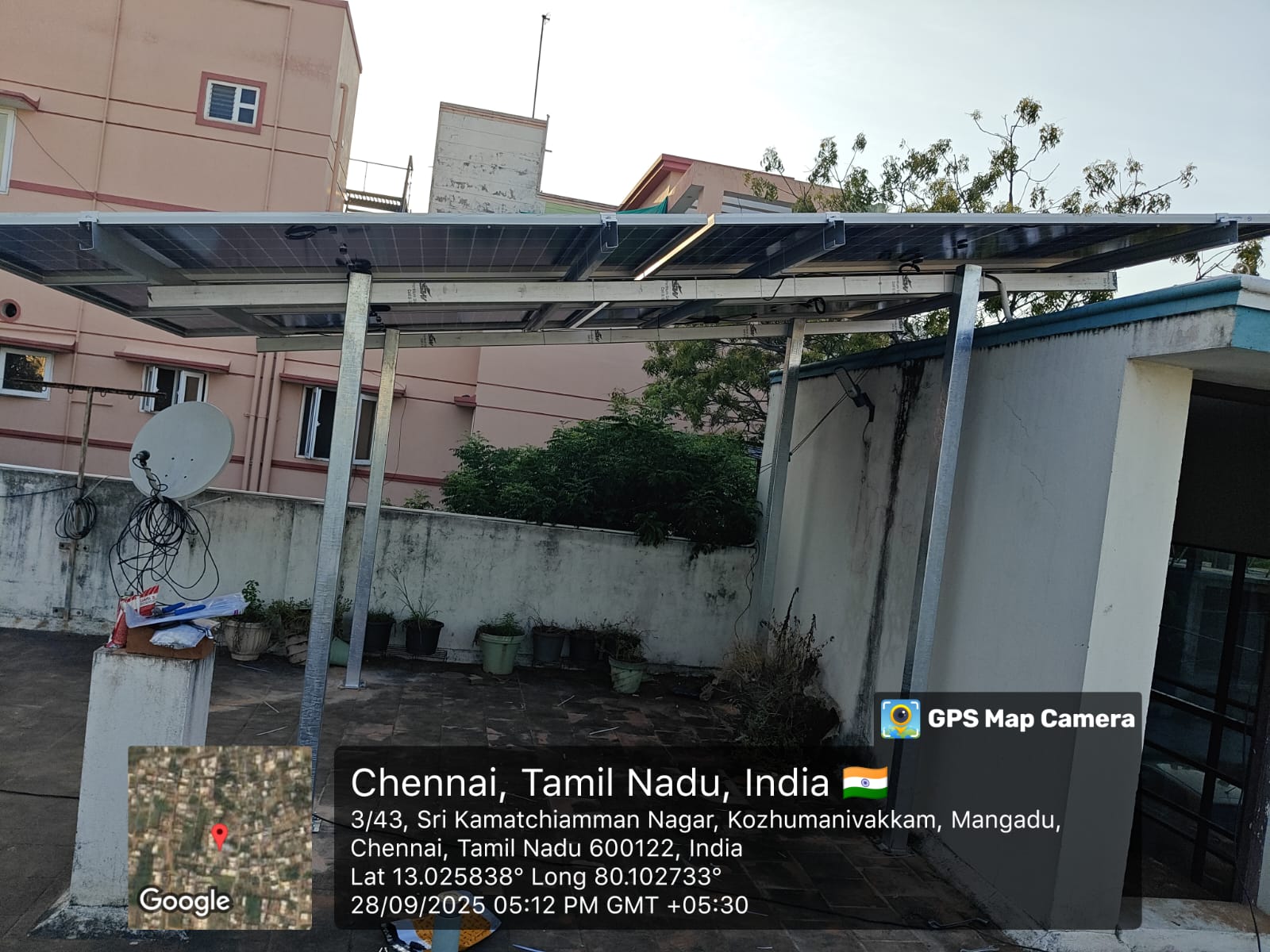 Solar installation for Vijayakumar at Mangadu, Chennai.