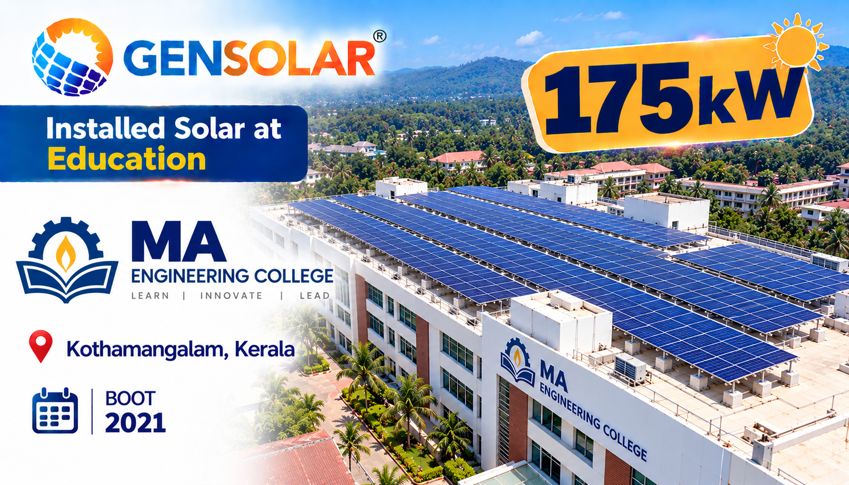 MA Engineering College — 175 kW rooftop solar installation in Kothamangalam, Kerala