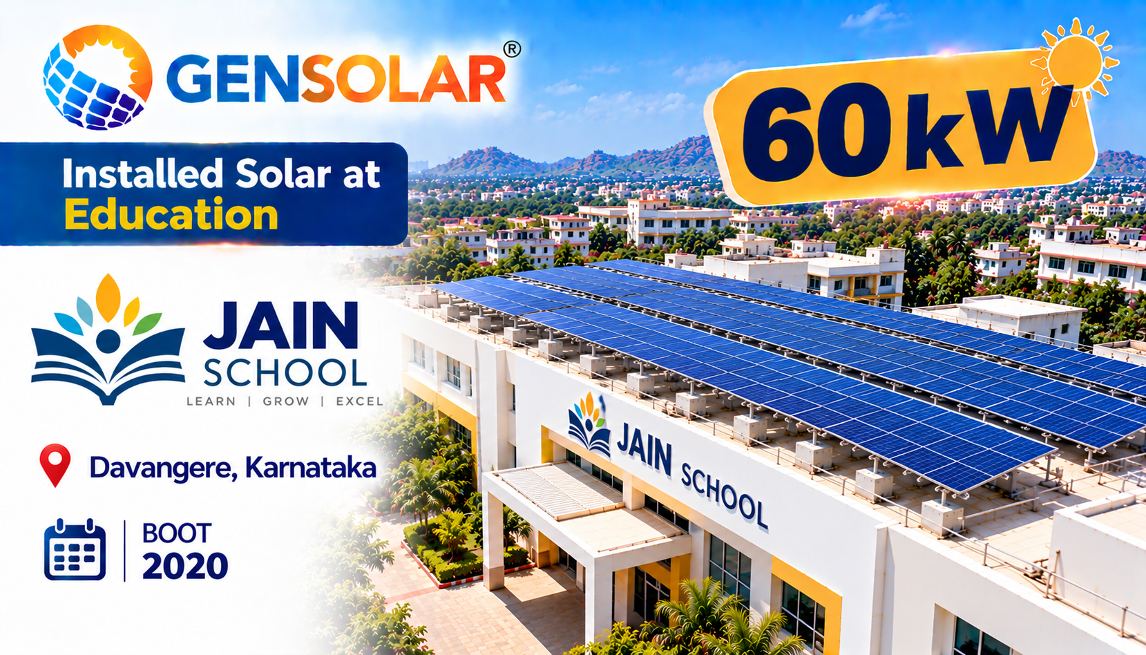 Jain School — 60 kW rooftop solar installation in Davangere, Karnataka
